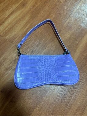 Lavender Croc-Embossed Shoulder Bag - Women's Fashion